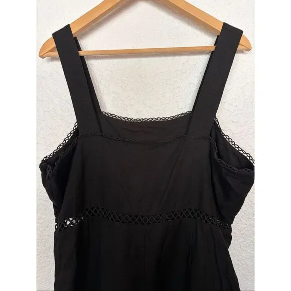 Never Fully Dressed Embroidered Linen Leopard Sun Jumpsuit in Black Size 12